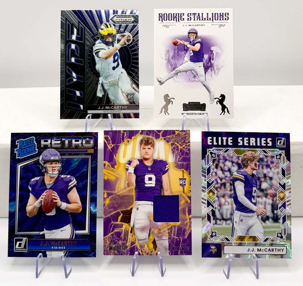 J.J. McCarthy 2024-25 Panini Football 5 Card Lot Minnesota Vikings & Wolverines